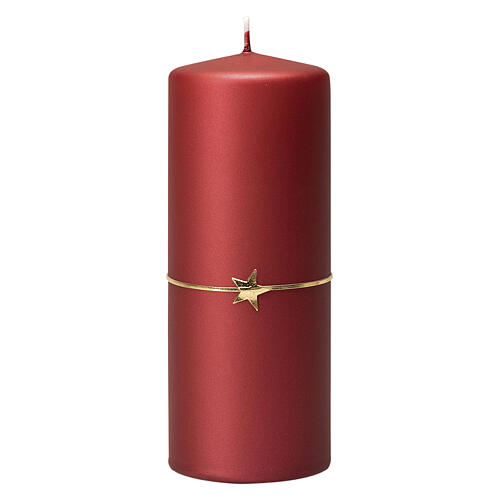 Matt red candles, set of 4, golden star, 150x60 mm 2
