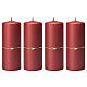 Matt red candles, set of 4, golden star, 150x60 mm s1
