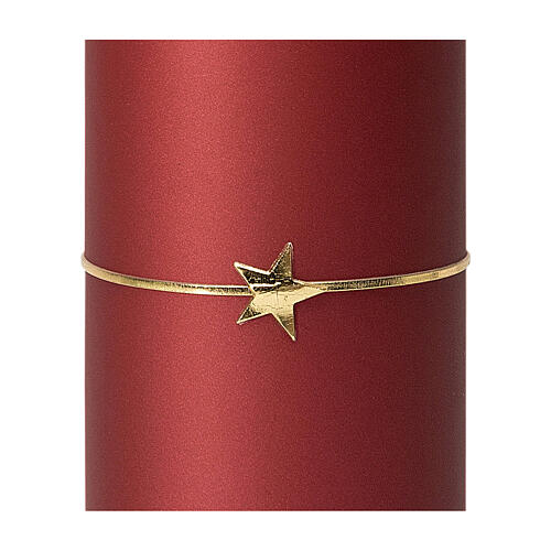 Christmas candles matte red 4 pcs gold star 150x60 mm 3
