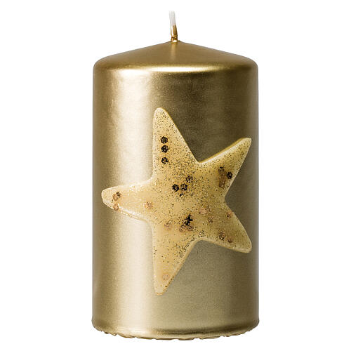 Velas navideñas doradas 4 piezas estrella purpurina 100x60 mm 2