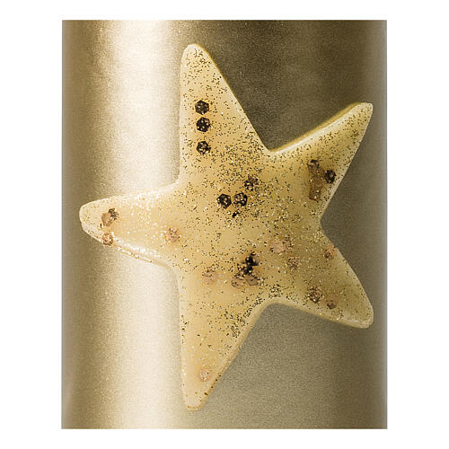 Christmas candles, set of 4, gold with glittery star, 150x70 mm 3