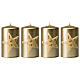 Christmas candles, set of 4, gold with glittery star, 150x70 mm s1