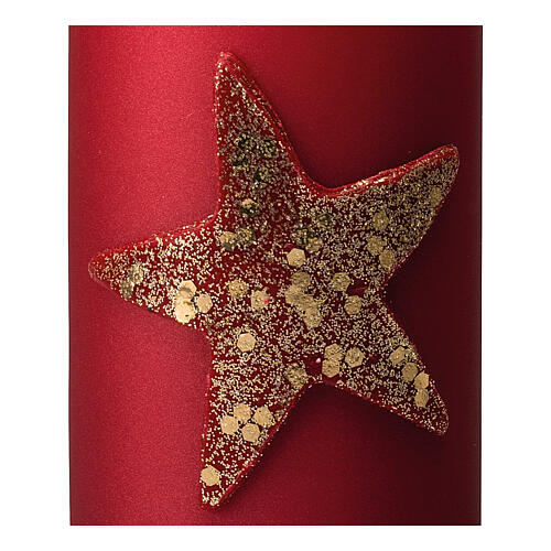 Velas de Natal vermelhas opacas com estrela de glitter 4 unidades, 10x6 cm 3
