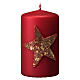 Red Christmas candles, set of 4, glittery golden star, 150x70 mm s2