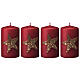 Velas navideñas rojas 4 piezas estrella oro purpurina 150x70 mm s1