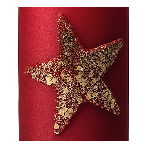 Bougies Noël rouges 4 pcs étoile or pailletée 150x70 mm 3