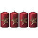 Bougies Noël rouges 4 pcs étoile or pailletée 150x70 mm s1