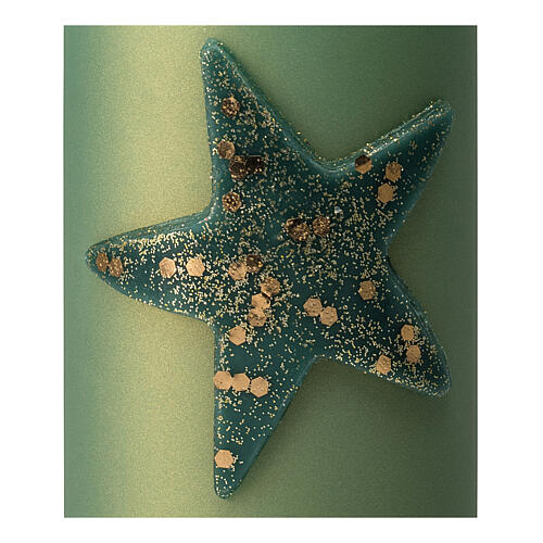 Velas de Natal verdes opacas com estrela e glitter 4 unidades, 10x6 cm 3