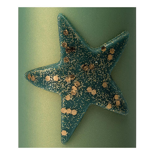 Świece Boże Narodzenie gwiazda brokat 4 szt. zielone matowe 150x70 mm 3