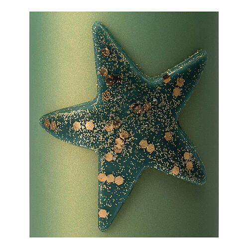 Velas de Natal verdes opacas com estrela e glitter 4 unidades, 15x7 cm 3