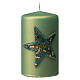 Matte green Christmas candles glitter star 4 pcs 150x70 mm s2
