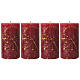 Red Christmas candles 4 pcs gold splashes 110x60 mm s1