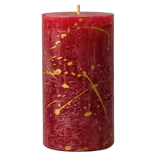 Christmas candles, red with golden drops, set of 4, 140x70 mm 2