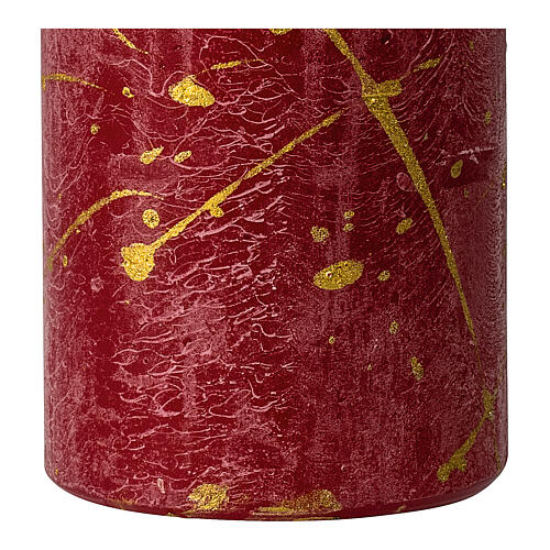 Christmas candles, red with golden drops, set of 4, 140x70 mm 3