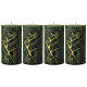 Christmas candles, green with golden drops, set of 4, 110x60 mm s1