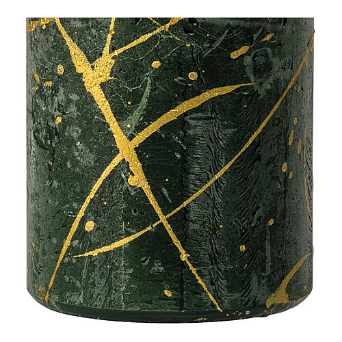 Green Christmas candles with gold splashes 4 pcs 110x60 mm 3