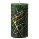 Green Christmas candles with gold splashes 4 pcs 110x60 mm s2