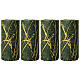 Velas navideñas 4 piezas verde salpicaduras oro 140x70 mm s1