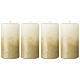 Christmas candles, white with golden base, 4 pieces, 110x60 mm s1