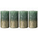 Green Christmas candles golden base 4 pcs 110x60 mm s1
