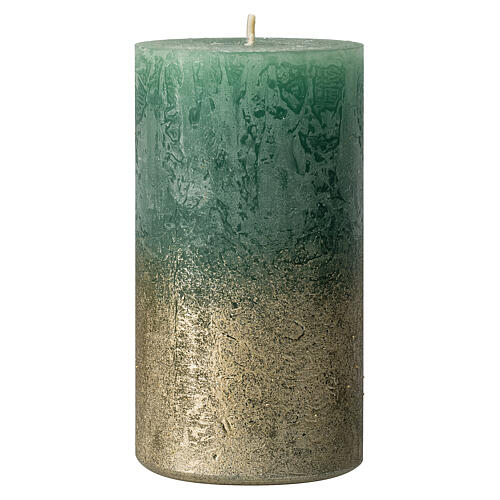 Candele Natale  4 pz cilindro verde oro 140x70 mm 2