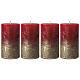 Christmas candles, deep red with golden base, 4 pieces, 110x60 mm s1