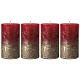 Candele natalizie rosso opaco oro 4 pz 140x70 mm s1