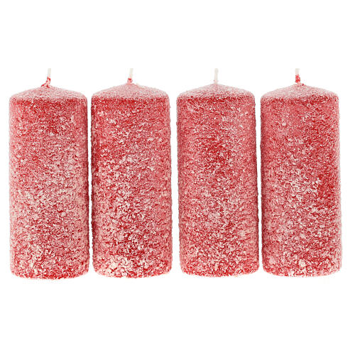 Christmas candles 4 pcs red snowflakes 120x50 mm 1