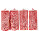 Christmas candles 4 pcs red snowflakes 120x50 mm s1