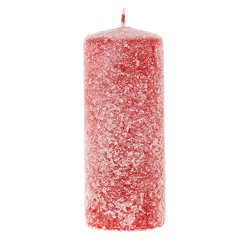 Red candles with white snowflakes, set of 4, 150x60 mm 3