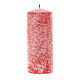 Red candles with white snowflakes, set of 4, 150x60 mm s3