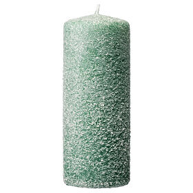 Velas navideñas 4 piezas verdes copos blancos 150x60 mm