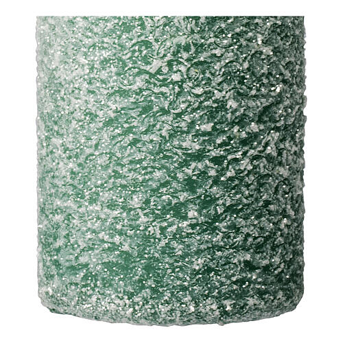 Velas navideñas 4 piezas verdes copos blancos 150x60 mm 3