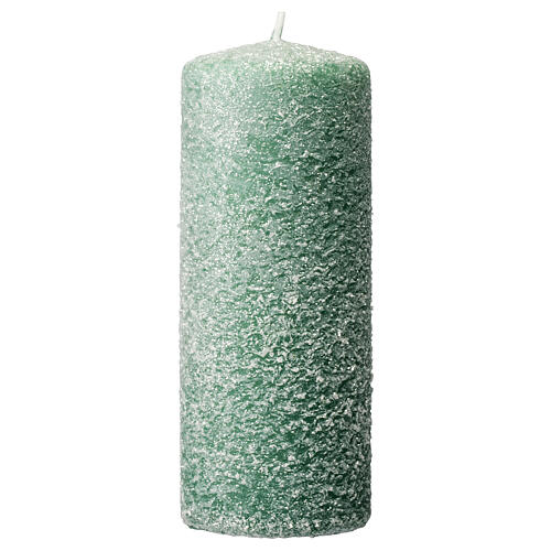 Christmas candles 4 pcs green white flakes 150x60 mm 2