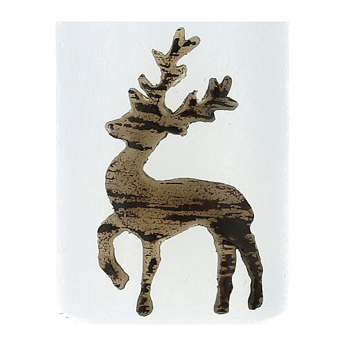 White candles with reindeer, set of 4, 80x60 mm 2