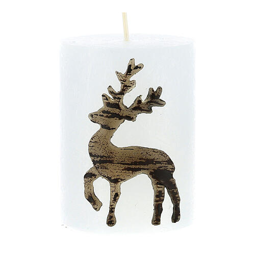 White candles with reindeer, set of 4, 80x60 mm 3