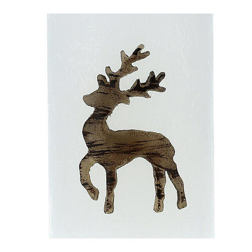 White Christmas candles 4 pcs brown reindeer 110x70 mm 2