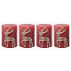 Red candles with beige reindeer, Christmas set of 4, 80x60 mm s1