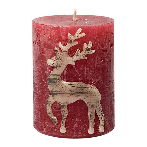 Red Christmas candles beige reindeer 4 pcs 80x60 mm 2