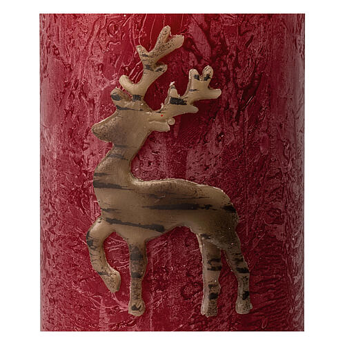 Mattrote Weihnachtskerzen mit Rentier (4 Stck), 110 x 70 mm 3