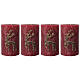 Matt red candles with reindeer, Christmas set of 4, 110x70 mm s1