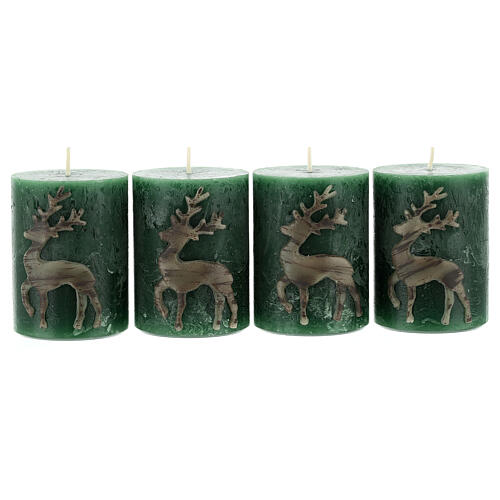 Candele 4 pz verde natalizie renna 80x60 mm 1