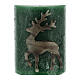 Green Christmas candle with reindeer 4 pcs 80x60 mm s2