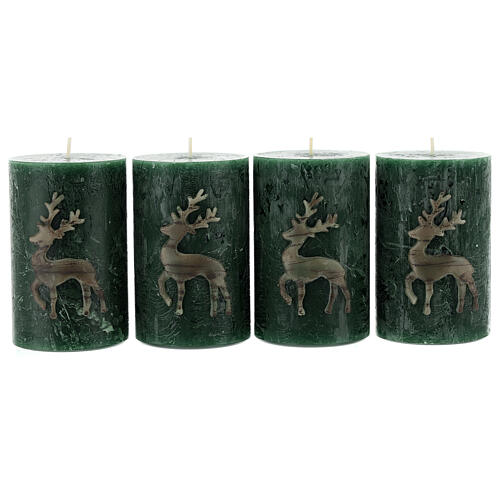 Matte green reindeer Christmas candles 4 pcs 110x70 mm 1