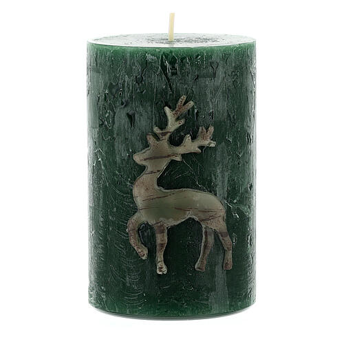 Matte green reindeer Christmas candles 4 pcs 110x70 mm 3