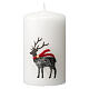 White candles with black reindeer, red scarf, Christmas set of 4, 100x60 mm s2