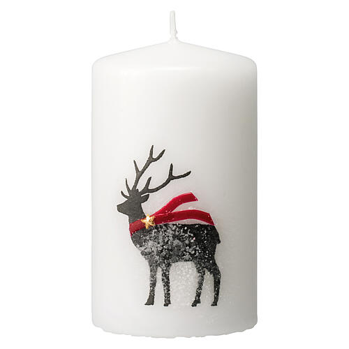4 pcs white candles black reindeer Christmas scarf 100x60 mm 2