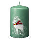 Green candles with white reindeer, Christmas set of 4, 100x60 mm s2