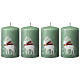 Green Christmas candles 4 pcs white reindeer 100x60 mm s1