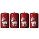 Red candles with white reindeer, Christmas set of 4, 100x60 mm s1